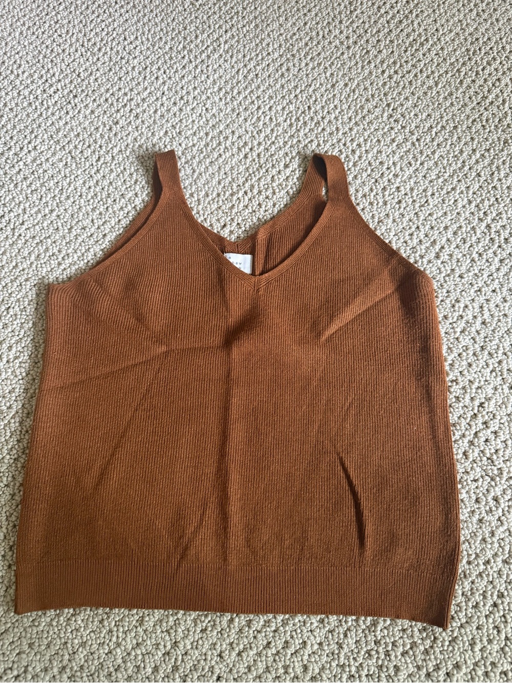 a new day Ribbed V-Neck Tank Top - Rust Brown